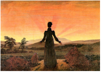 Femme devant le coucher de soleil - Caspar David Fridrich - 1818