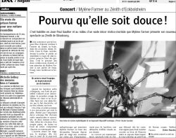 Mylène Farmer Tour 2009 Presse Les Dernières Nouvelles d'Alsace 06 juin 2009